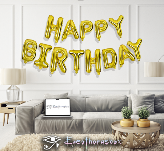 Happy birthday字母氣球鋁箔氣球套裝-金色