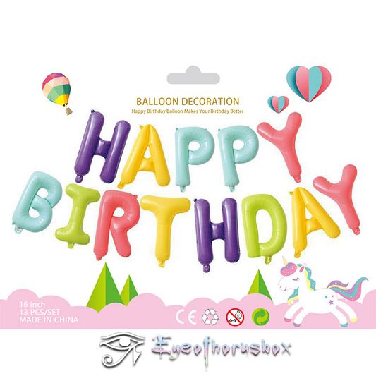 Happy birthday字母氣球鋁箔氣球套裝-馬卡龍