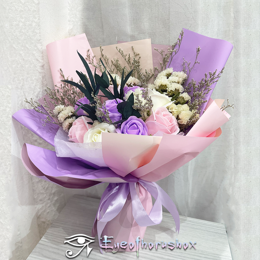 紫/粉/白玫瑰9枝不凋謝花束